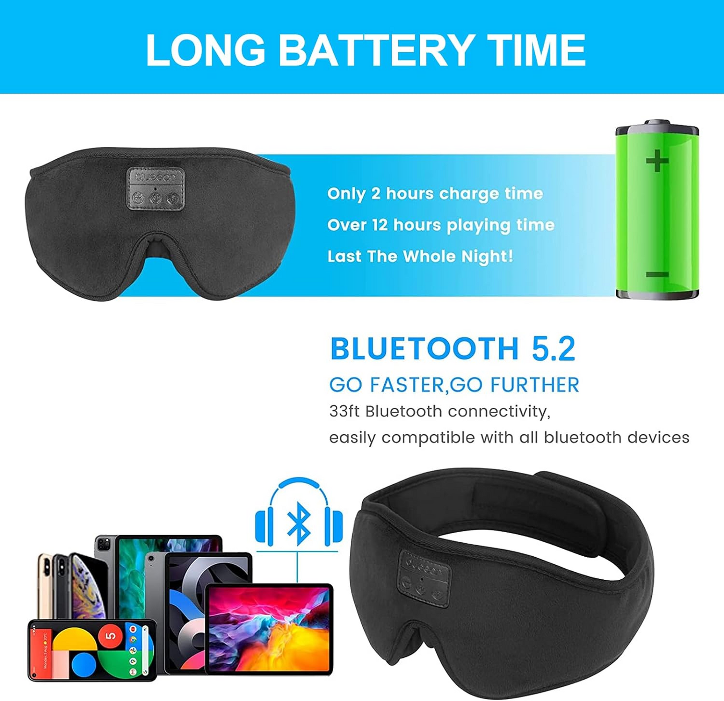 Blackout Velvet Bluetooth Sleeping Mask