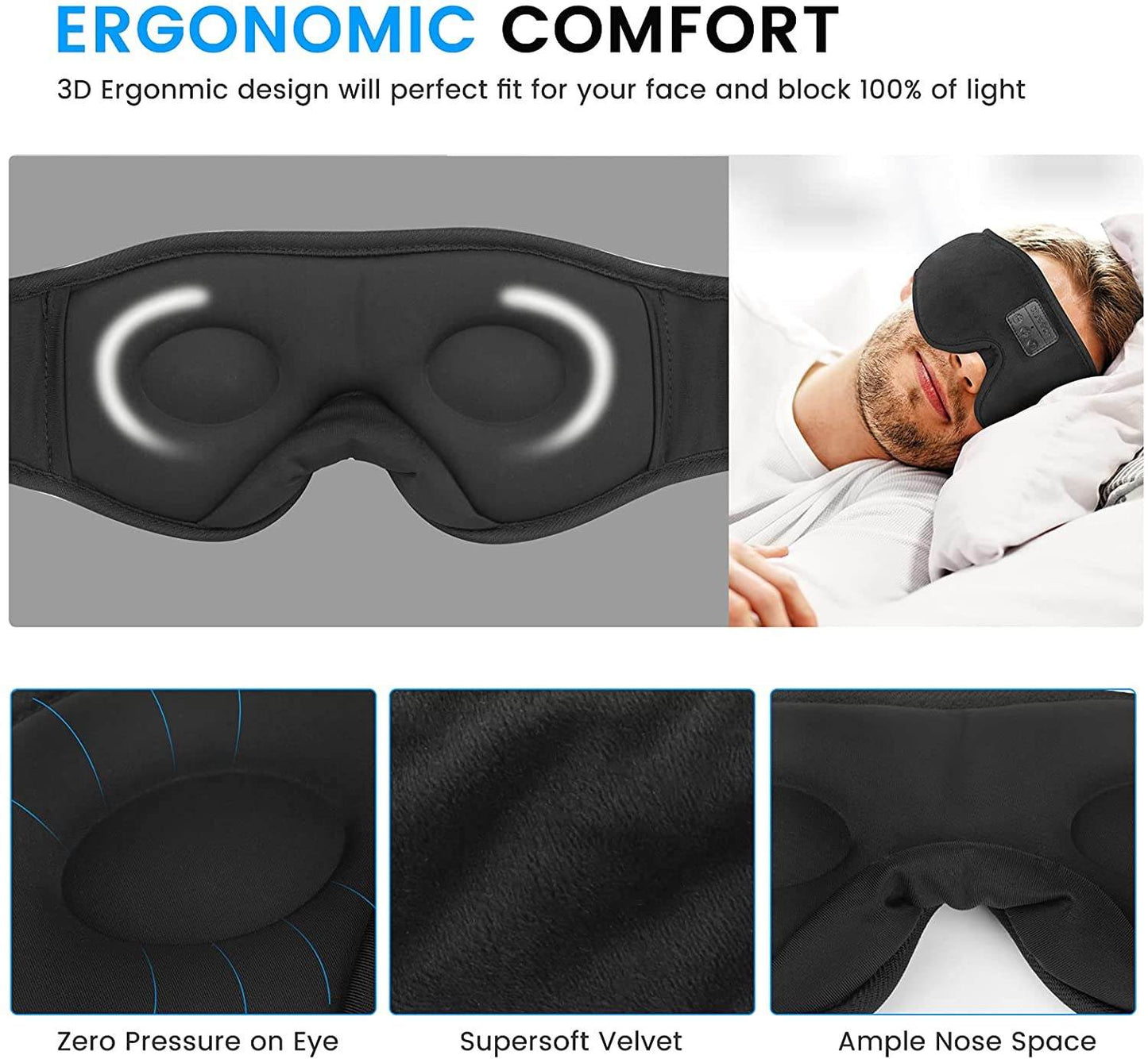 Blackout Velvet Bluetooth Sleeping Mask