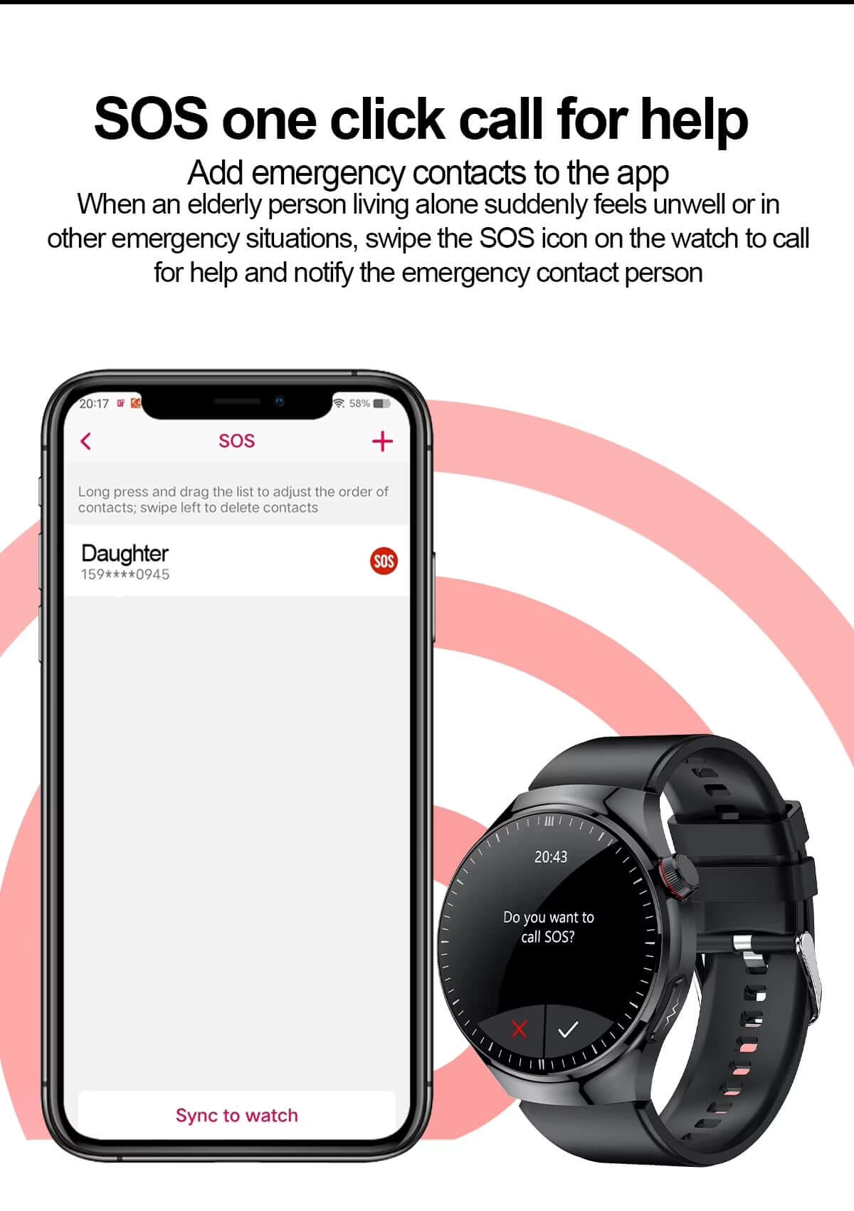 waterproof smart watch, voice assistant watch, stylish smart watch, smartwatch with silicone band, smartwatch with health tracking features, smart watch with SOS feature, smart watch for women, smart watch for men, Smart Watch for Android and iPhone, Opti