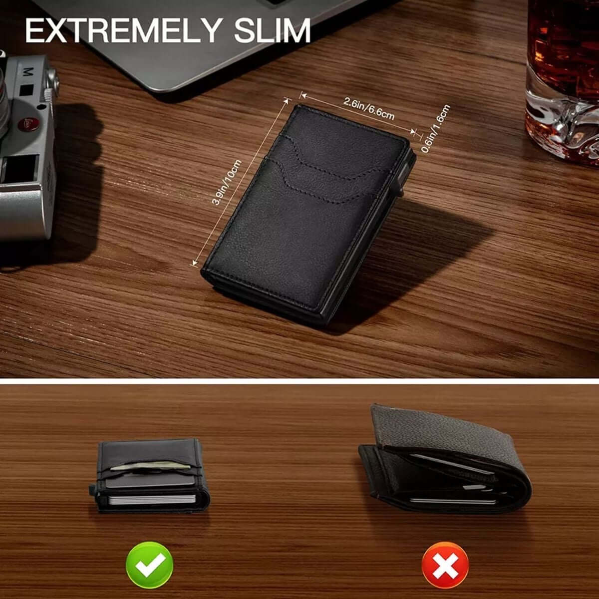 Wallet with card pop-up, Slim wallet for men, Slim front pocket wallet, RFID blocking wallet, PU leather wallet, Pop up wallet, Modern wallet design, Minimalist wallet, Lightweight travel wallet, Credit card holder, Compact wallet, Card holder wallet, Ant