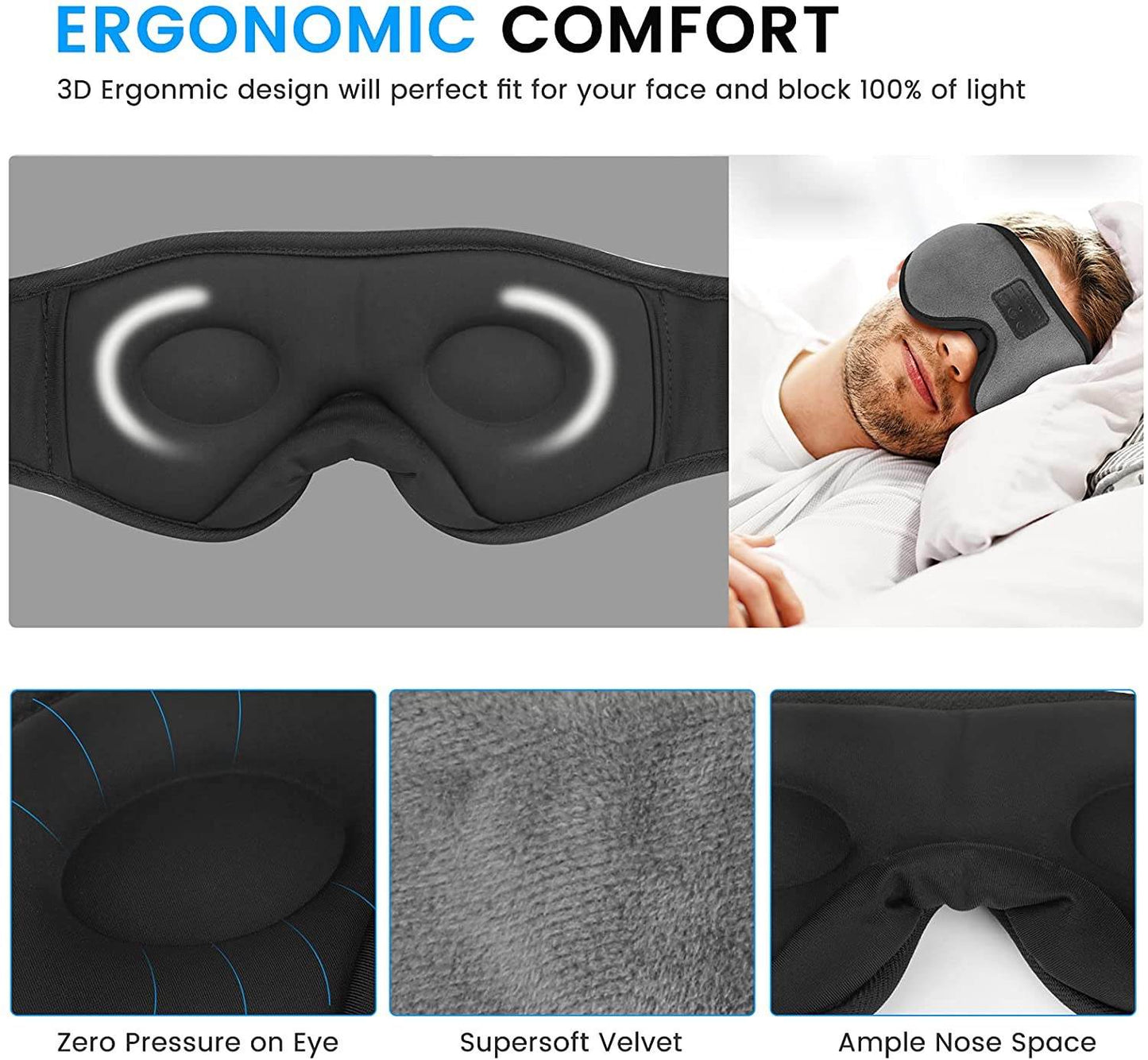 Blackout Velvet Bluetooth Sleeping Mask
