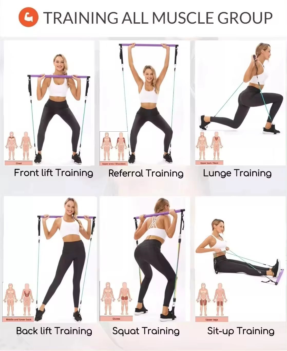 Squat Resistance Bands with Bar - Optivita